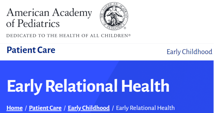 Screenshot of American Academy of Pediatrics' early relational health webpage