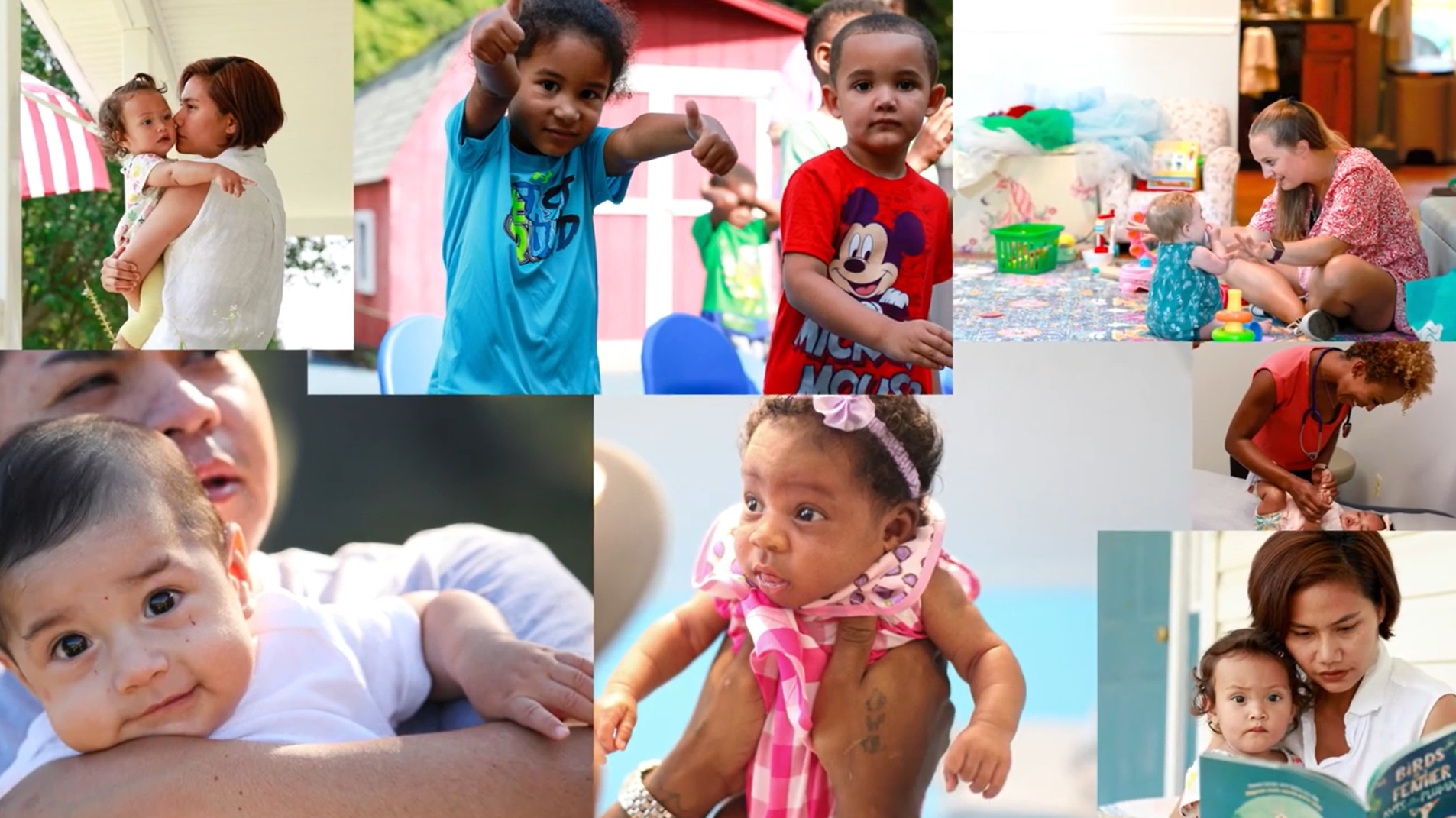 collage of photos of families and babies included in video featured in December 2024 newsletter